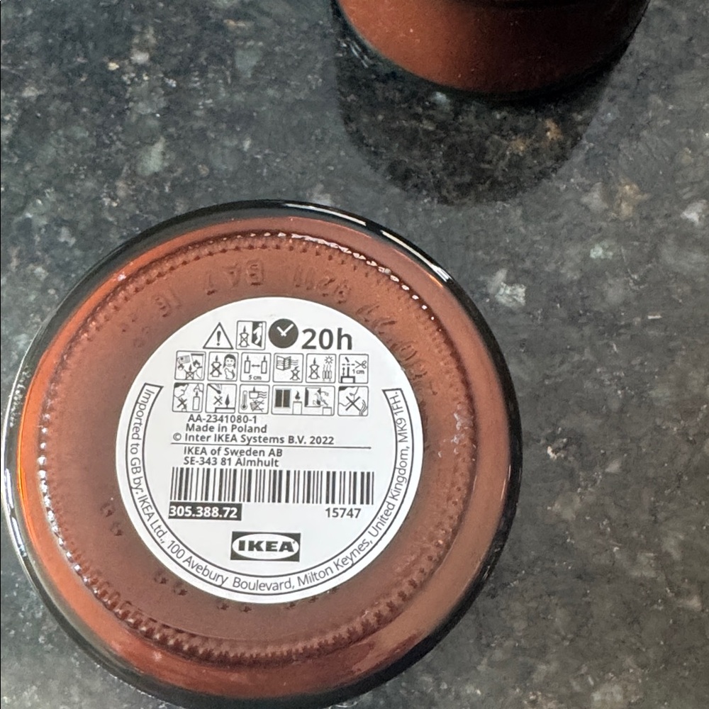 IKEA amber Praktronn Glass Candle 20 hour candle NEW - Picture 3 of 4
